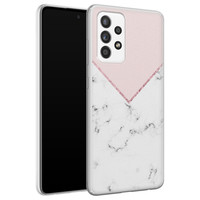 Leuke Telefoonhoesjes Samsung Galaxy A52 siliconen hoesje - Marmer roze grijs