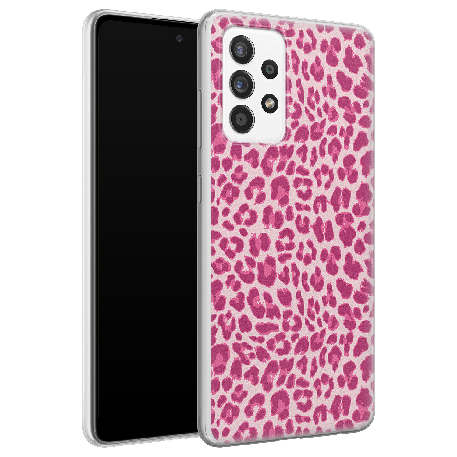 Leuke Telefoonhoesjes Samsung Galaxy A52 siliconen hoesje - Luipaard roze