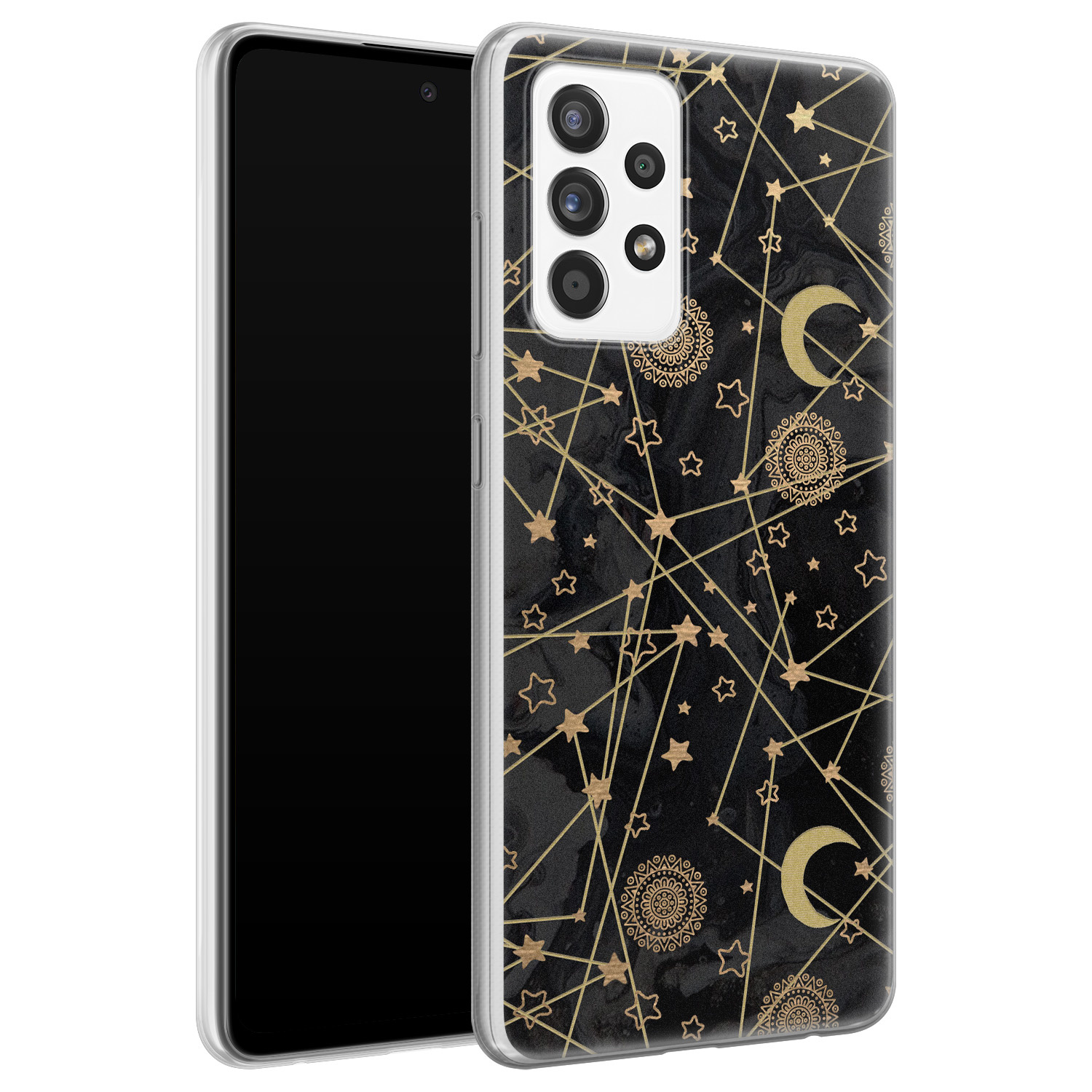 Leuke Telefoonhoesjes Samsung Galaxy A52 siliconen hoesje - Sun, moon, stars