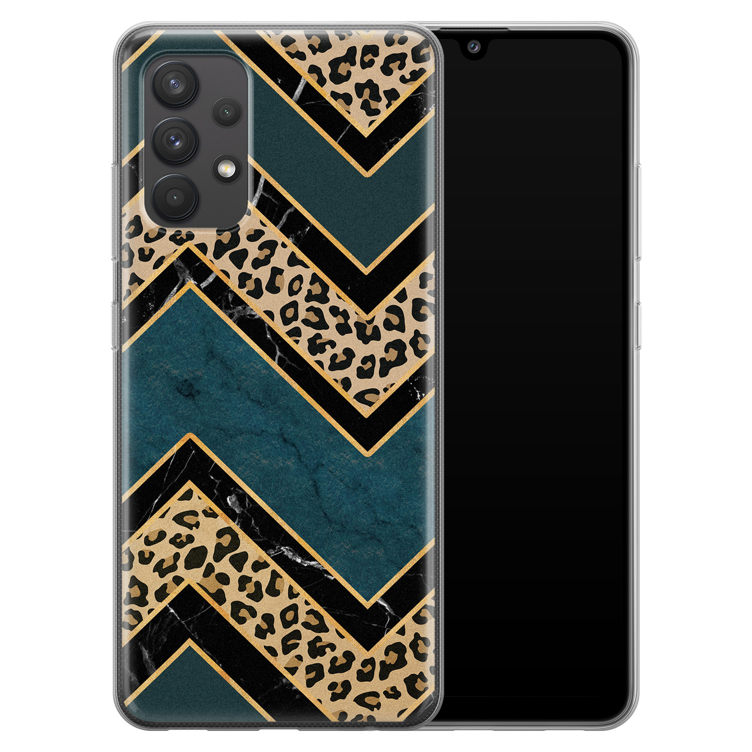 Leuke Telefoonhoesjes Samsung Galaxy A32 4G siliconen hoesje - Luipaard zigzag