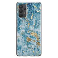 Leuke Telefoonhoesjes Samsung Galaxy A32 4G siliconen hoesje - Goud blauw marmer