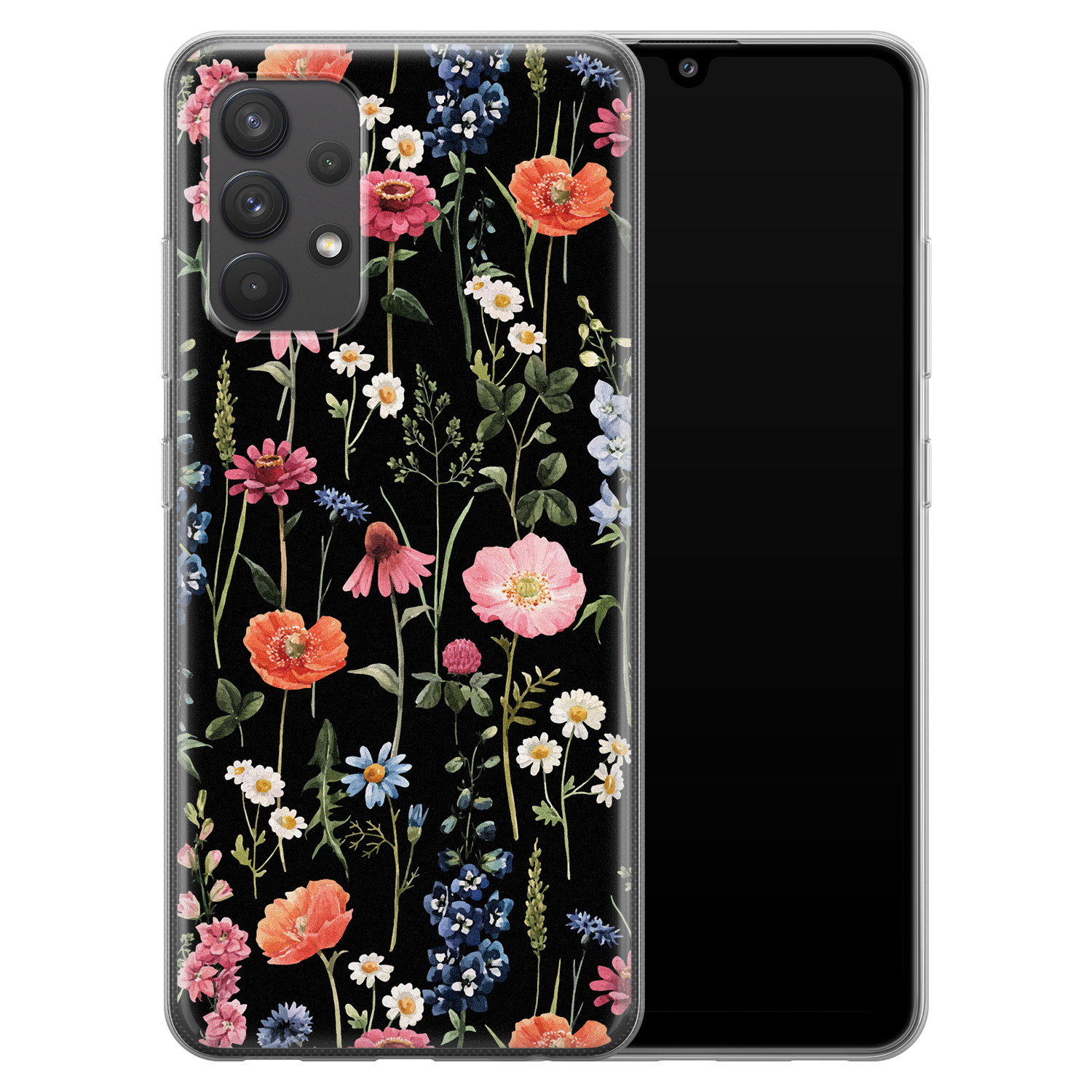 Leuke Telefoonhoesjes Samsung Galaxy A32 4G siliconen hoesje - Dark flowers