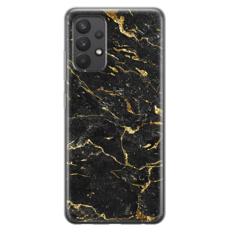 Leuke Telefoonhoesjes Samsung Galaxy A32 4G siliconen hoesje - Marmer zwart goud