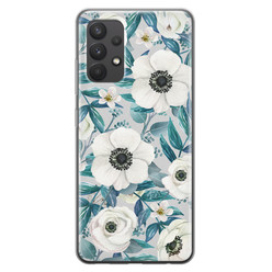 Leuke Telefoonhoesjes Samsung Galaxy A32 4G siliconen hoesje - Witte bloemen