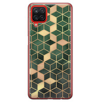 Leuke Telefoonhoesjes Samsung Galaxy A12 siliconen hoesje - Green cubes