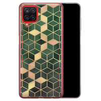 Leuke Telefoonhoesjes Samsung Galaxy A12 siliconen hoesje - Green cubes