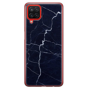 Leuke Telefoonhoesjes Samsung Galaxy A12 siliconen hoesje - Marmer navy blauw