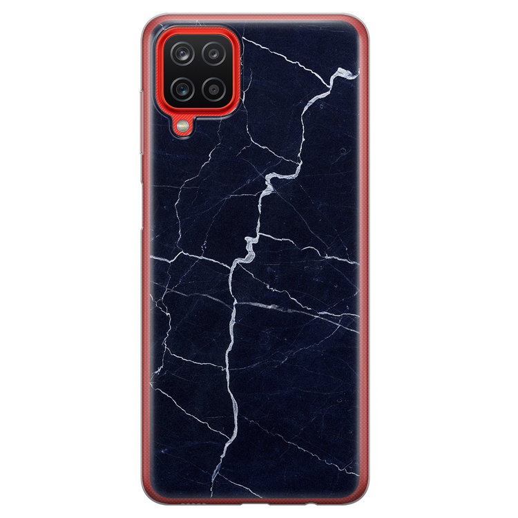 Leuke Telefoonhoesjes Samsung Galaxy A12 siliconen hoesje - Marmer navy blauw