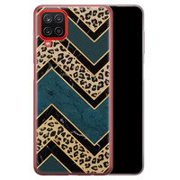 Leuke Telefoonhoesjes Samsung Galaxy A12 siliconen hoesje - Luipaard zigzag