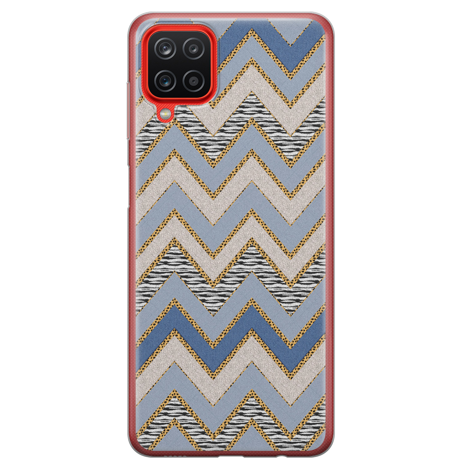 Leuke Telefoonhoesjes Samsung Galaxy A12 siliconen hoesje - Retro zigzag