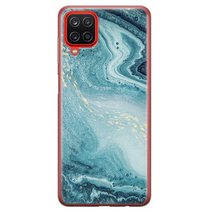 Leuke Telefoonhoesjes Samsung Galaxy A12 siliconen hoesje - Marmer blauw