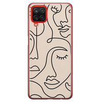 Leuke Telefoonhoesjes Samsung Galaxy A12 siliconen hoesje - Abstract gezicht lijnen