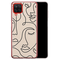 Leuke Telefoonhoesjes Samsung Galaxy A12 siliconen hoesje - Abstract gezicht lijnen