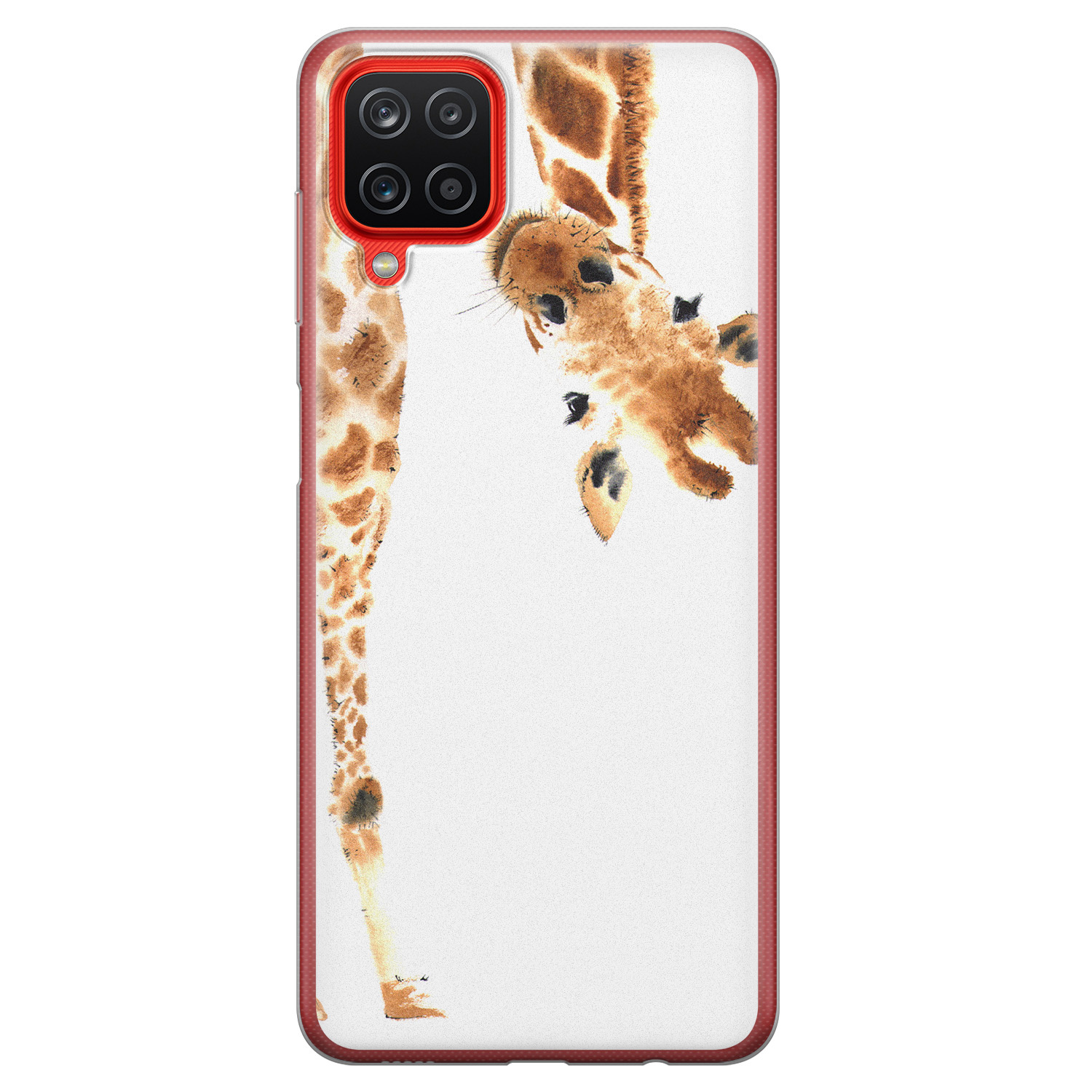 Leuke Telefoonhoesjes Samsung Galaxy A12 siliconen hoesje - Giraffe peekaboo