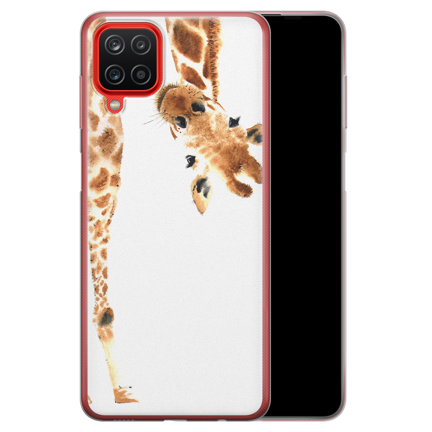 Leuke Telefoonhoesjes Samsung Galaxy A12 siliconen hoesje - Giraffe peekaboo