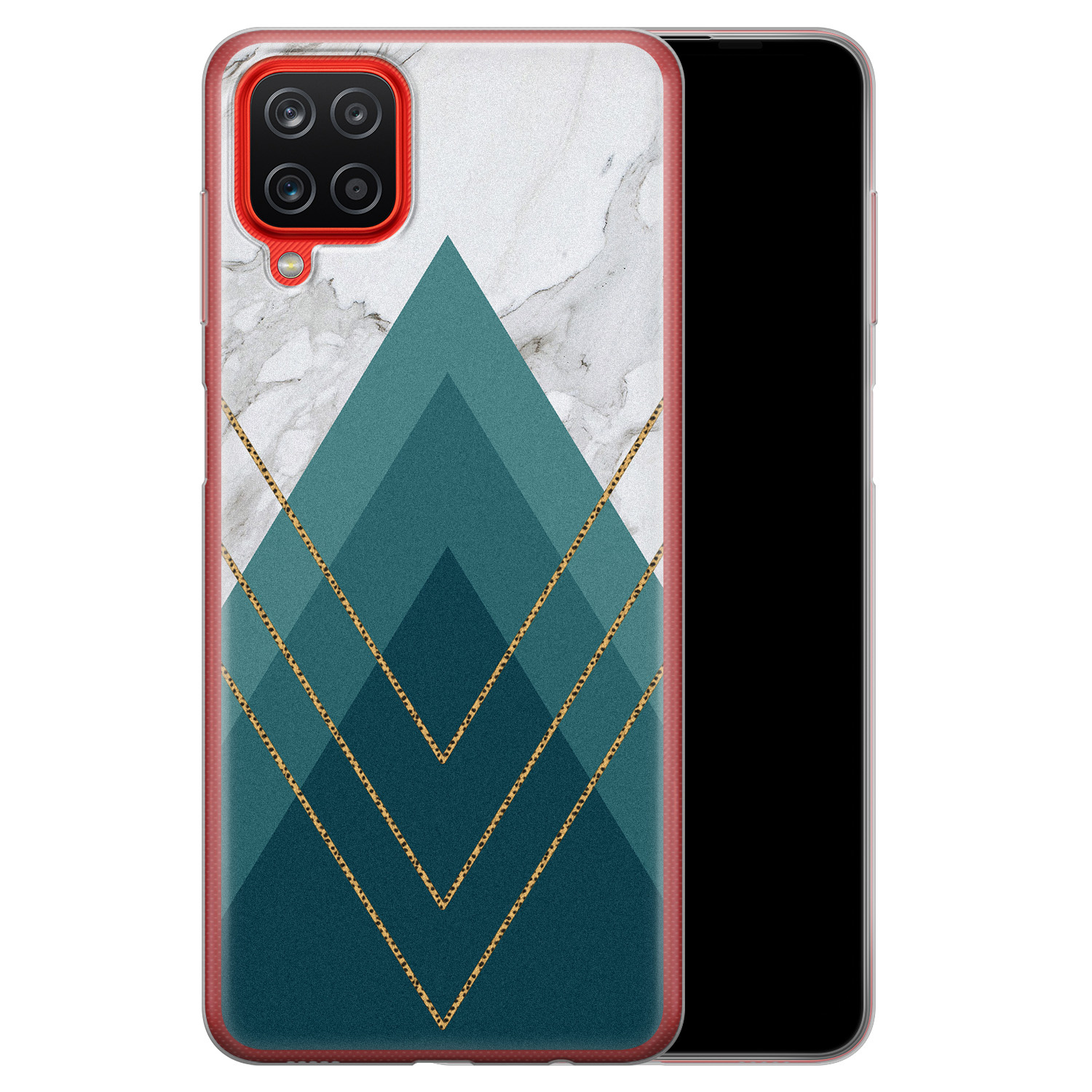 Leuke Telefoonhoesjes Samsung Galaxy A12 siliconen hoesje - Geometrisch blauw