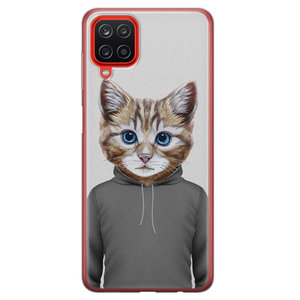 Leuke Telefoonhoesjes Samsung Galaxy A12 siliconen hoesje - Poezenhoofd