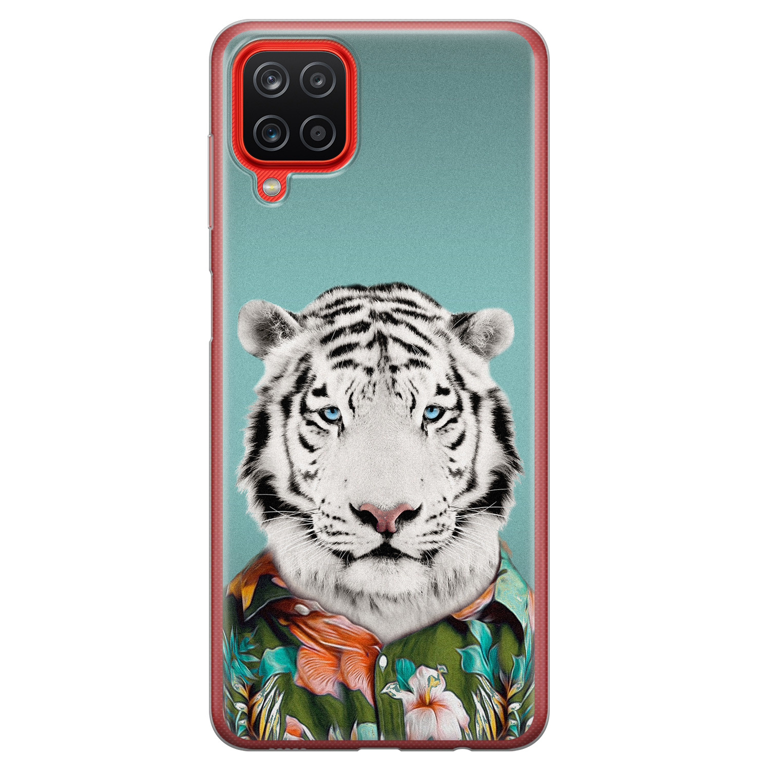 Leuke Telefoonhoesjes Samsung Galaxy A12 siliconen hoesje - Witte tijger