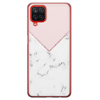 Leuke Telefoonhoesjes Samsung Galaxy A12 siliconen hoesje - Marmer roze grijs