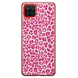 Leuke Telefoonhoesjes Samsung Galaxy A12 siliconen hoesje - Luipaard roze