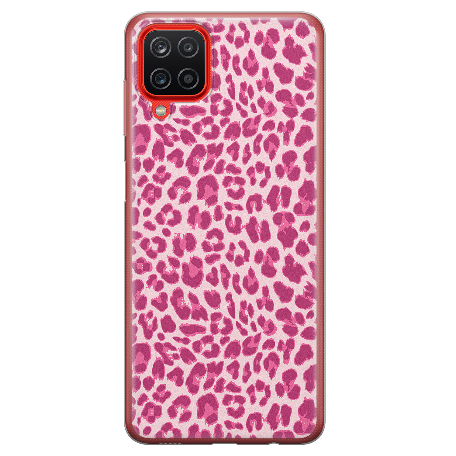 Leuke Telefoonhoesjes Samsung Galaxy A12 siliconen hoesje - Luipaard roze