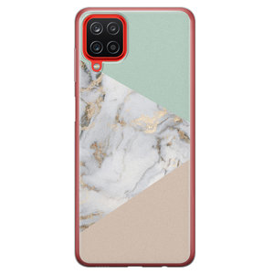 Leuke Telefoonhoesjes Samsung Galaxy A12 siliconen hoesje - Marmer pastel mix