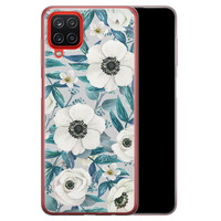 Leuke Telefoonhoesjes Samsung Galaxy A12 siliconen hoesje - Witte bloemen