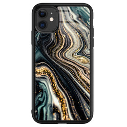 Leuke Telefoonhoesjes iPhone 11 glazen hardcase - Marmer swirl