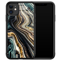 Leuke Telefoonhoesjes iPhone 11 glazen hardcase - Marmer swirl