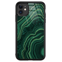 Leuke Telefoonhoesjes iPhone 11 glazen hardcase - Groen agate