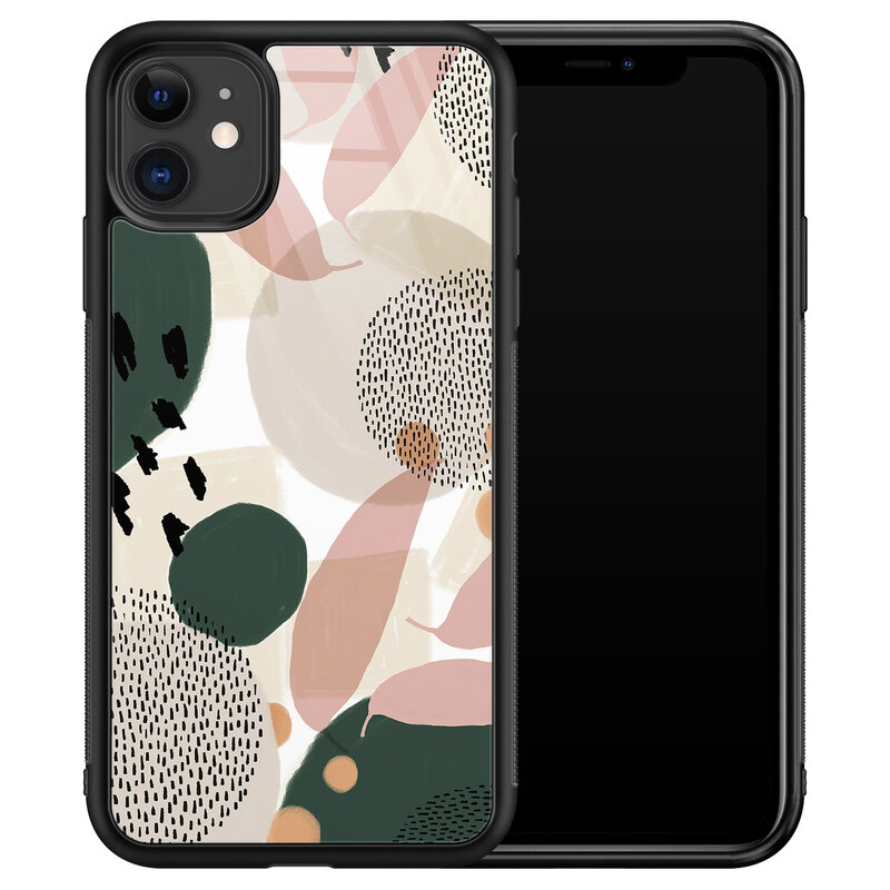 Leuke Telefoonhoesjes iPhone 11 glazen hardcase - Abstract print