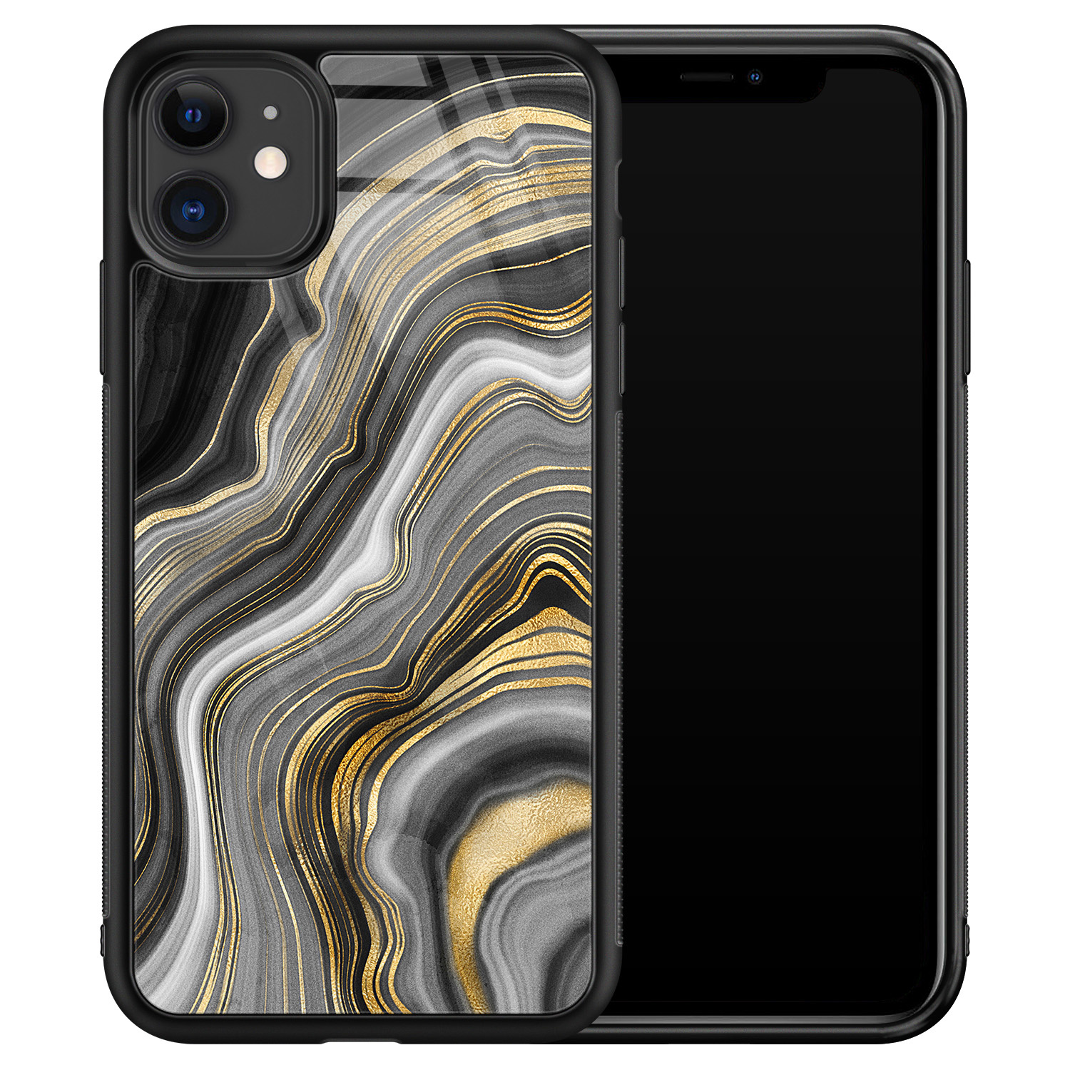 Leuke Telefoonhoesjes iPhone 11 glazen hardcase - Golden agate