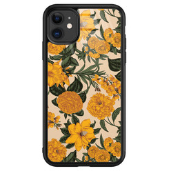 Leuke Telefoonhoesjes iPhone 11 glazen hardcase - Retro flowers