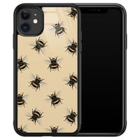 Leuke Telefoonhoesjes iPhone 11 glazen hardcase - Bee happy