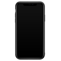 Leuke Telefoonhoesjes iPhone 11 glazen hardcase - Marmer zwart bruin