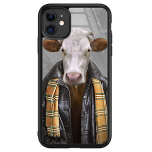 Leuke Telefoonhoesjes iPhone 11 glazen hardcase - Koe