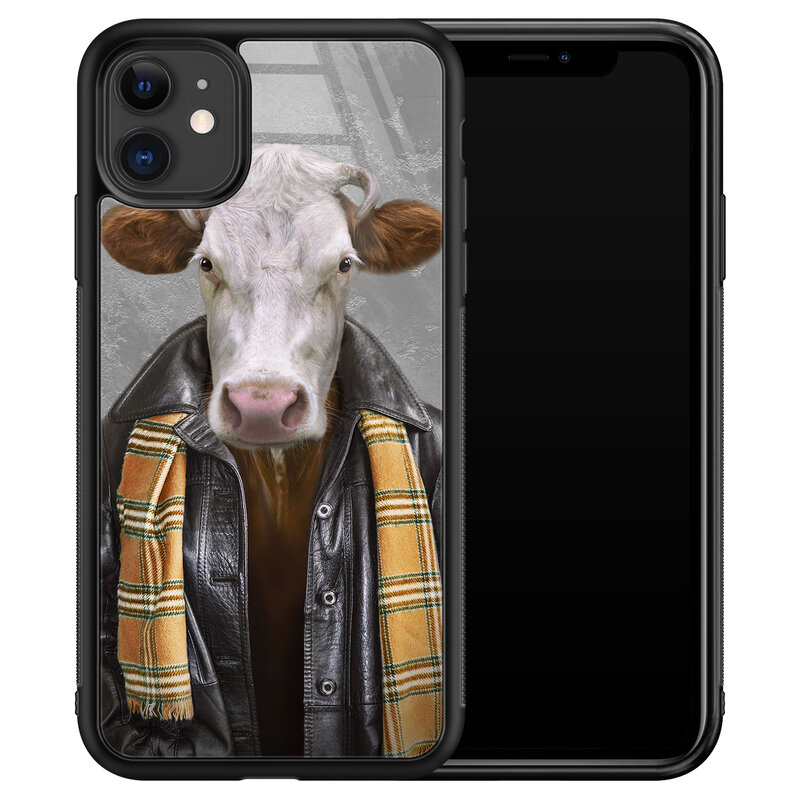Leuke Telefoonhoesjes iPhone 11 glazen hardcase - Koe