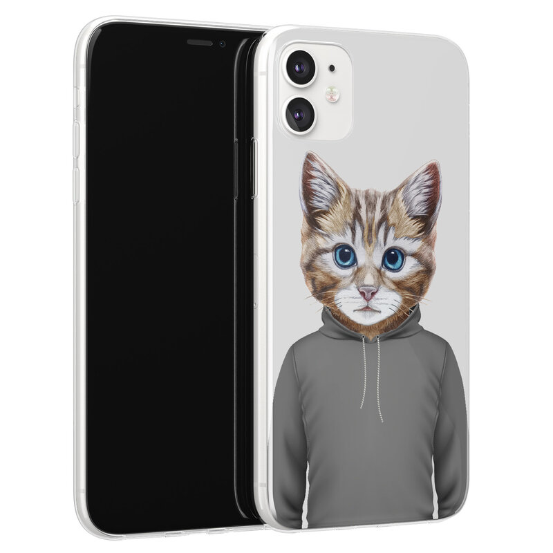 Leuke Telefoonhoesjes iPhone 11 siliconen hoesje - Poezenhoofd