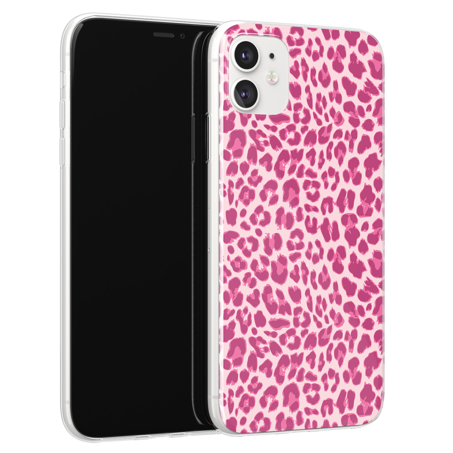 Leuke Telefoonhoesjes iPhone 11 siliconen hoesje - Luipaard roze