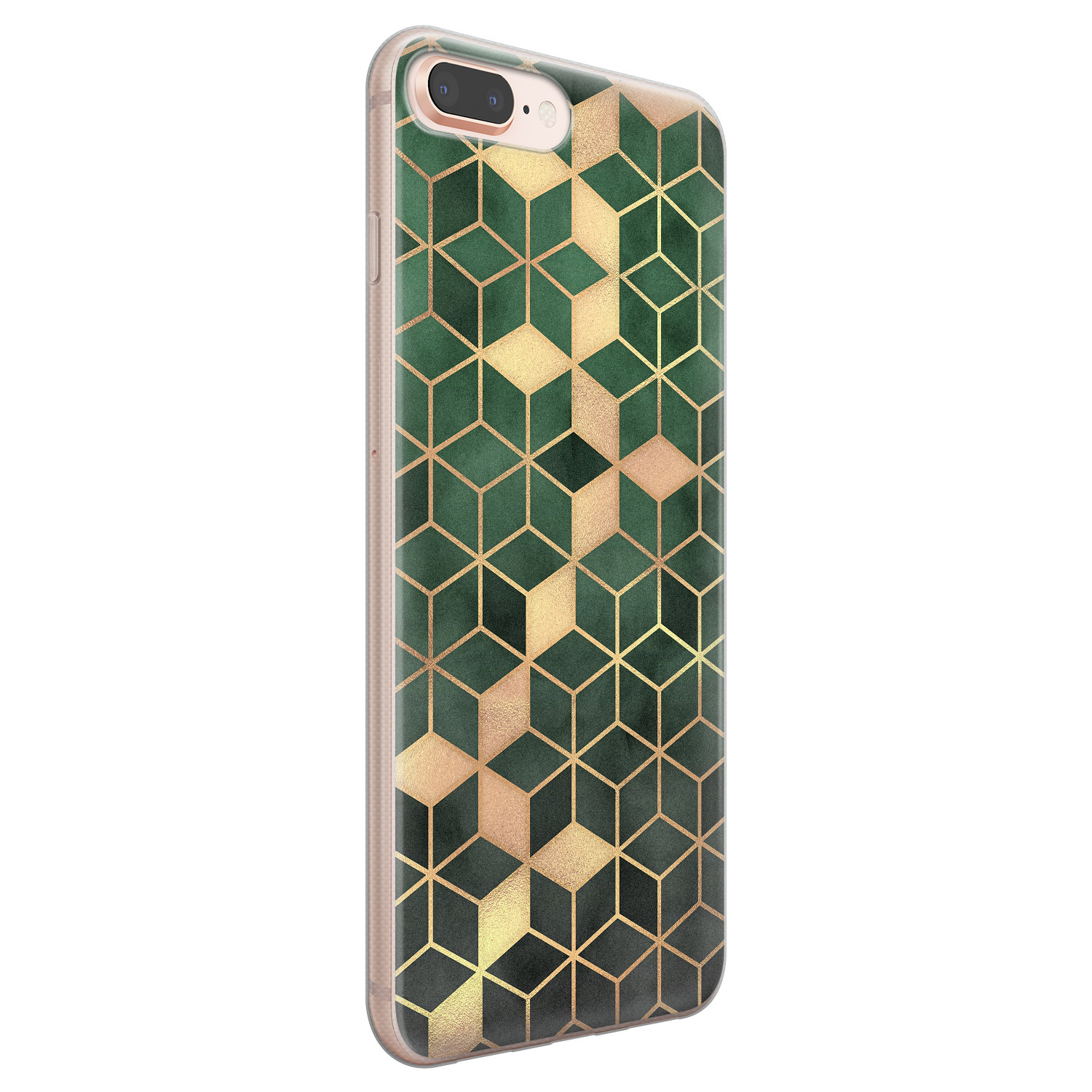 Leuke Telefoonhoesjes iPhone 8 Plus/7 Plus siliconen hoesje - Green cubes