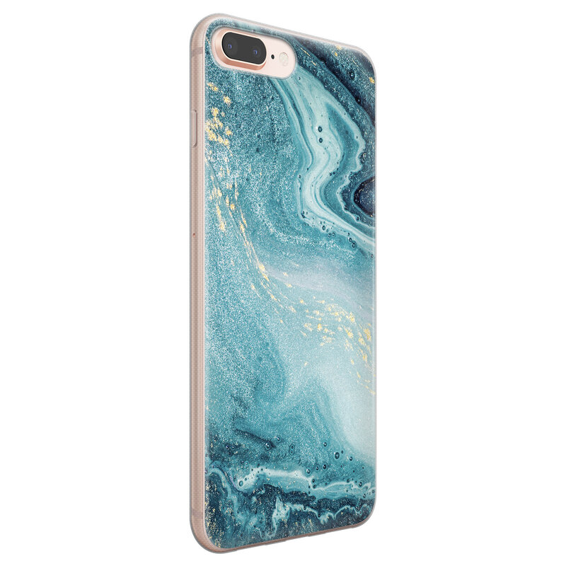 Leuke Telefoonhoesjes iPhone 8 Plus/7 Plus siliconen hoesje - Marmer blauw