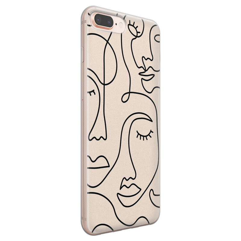 Leuke Telefoonhoesjes iPhone 8 Plus/7 Plus siliconen hoesje - Abstract gezicht lijnen