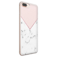 Leuke Telefoonhoesjes iPhone 8 Plus/7 Plus siliconen hoesje - Marmer roze grijs