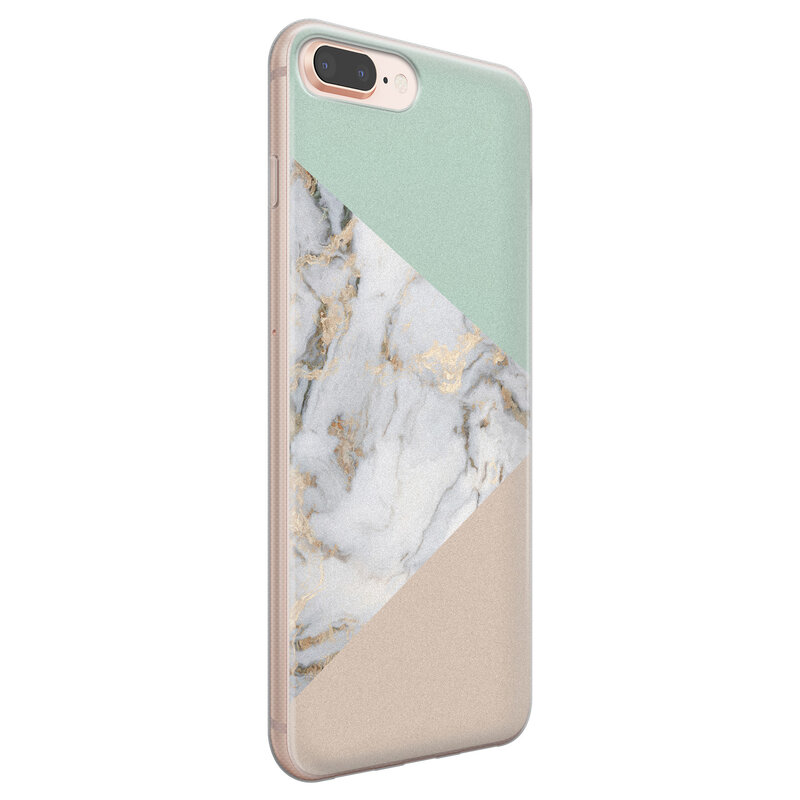 Leuke Telefoonhoesjes iPhone 8 Plus/7 Plus siliconen hoesje - Marmer pastel mix