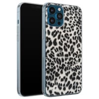 Leuke Telefoonhoesjes iPhone 12 Pro siliconen hoesje - Luipaard grijs