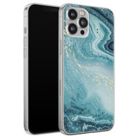 Leuke Telefoonhoesjes iPhone 12 Pro Max siliconen hoesje - Marmer blauw