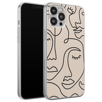 Leuke Telefoonhoesjes iPhone 12 Pro Max siliconen hoesje - Abstract gezicht lijnen