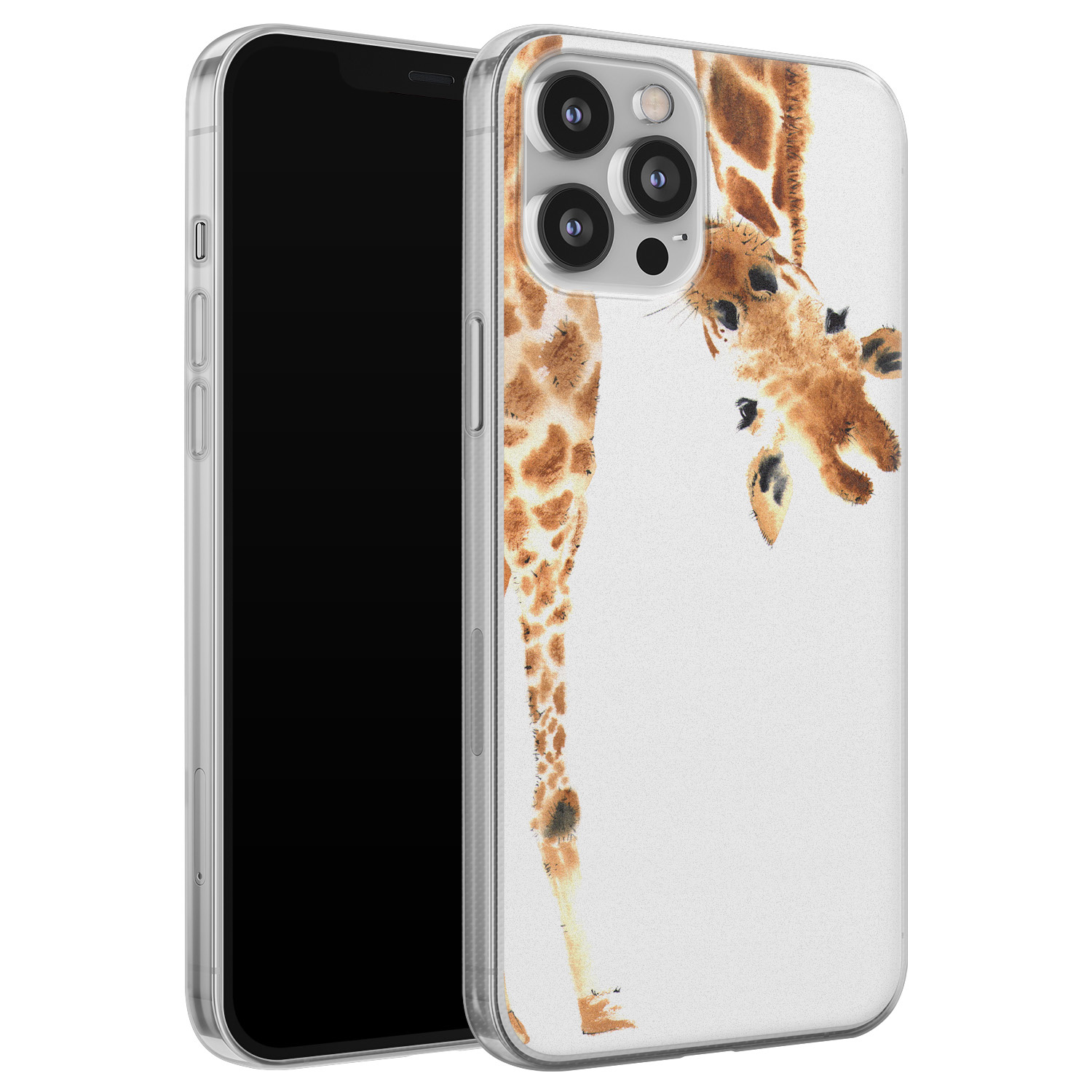 Leuke Telefoonhoesjes iPhone 12 Pro Max siliconen hoesje - Giraffe peekaboo