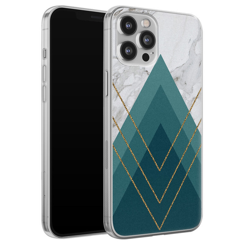 Leuke Telefoonhoesjes iPhone 12 Pro Max siliconen hoesje - Geometrisch blauw