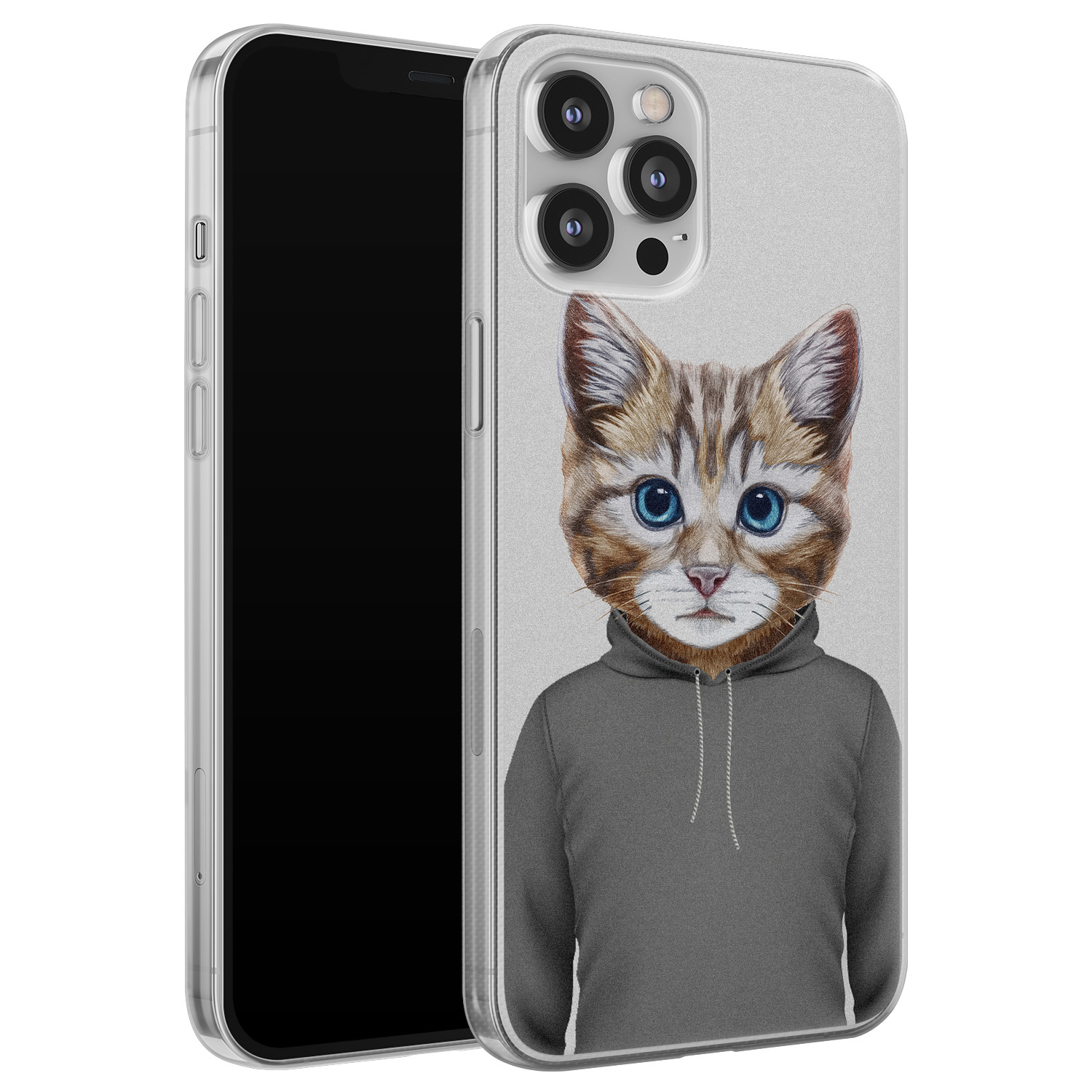 Leuke Telefoonhoesjes iPhone 12 Pro Max siliconen hoesje - Poezenhoofd